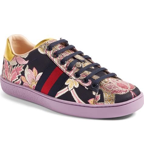 floral sneakers gucci|gucci ace metallic snakeskin sneakers.